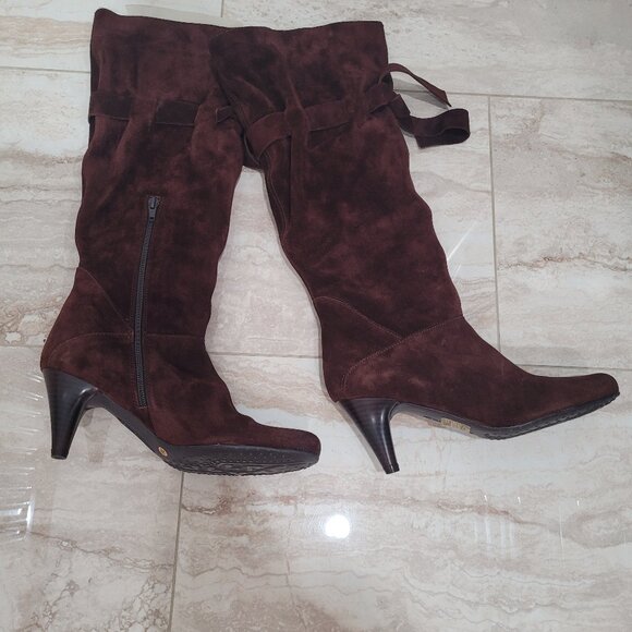 Stunning Suede Knee-High Women's Boots. Chocolate. EU 38. US 8. Paco Herrero. - Picture 7 of 10